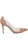 Gianvito Rossi Plexi 85 Python, Leather And Pvc Pumps In Pink