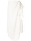 Anna October Wrap Midi Skirt In White