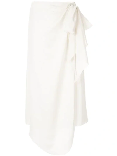 Anna October Wrap Midi Skirt In White