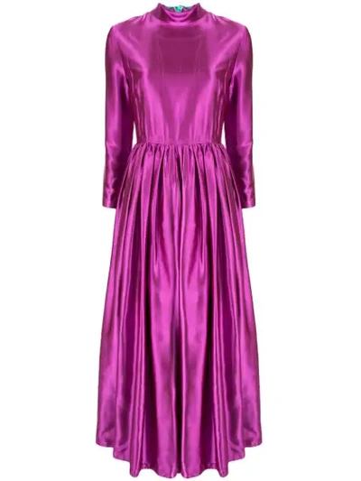 Anna October Mock Neck Midi Dress In Magenta