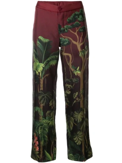 F.r.s For Restless Sleepers Jungle Print Straight Trousers In Red