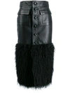 SAINT LAURENT SAINT LAURENT FUR PANEL MIDI SKIRT - 黑色