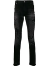 BALMAIN BALMAIN DISTRESSED SLIM-FIT JEANS - 黑色