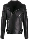 BALMAIN BALMAIN SHEARLING LINED LEATHER JACKET - 黑色