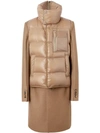 BURBERRY DOWN-FILLED GILET DETAIL CAMEL HAIR TAILORED COAT