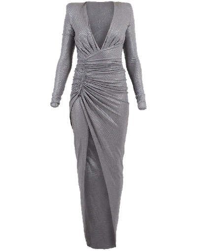 Alexandre Vauthier Microcrystal Gown In Steel