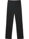 BURBERRY LOGO PRINT TWO-TONE WOOL MOHAIR TROUSERS