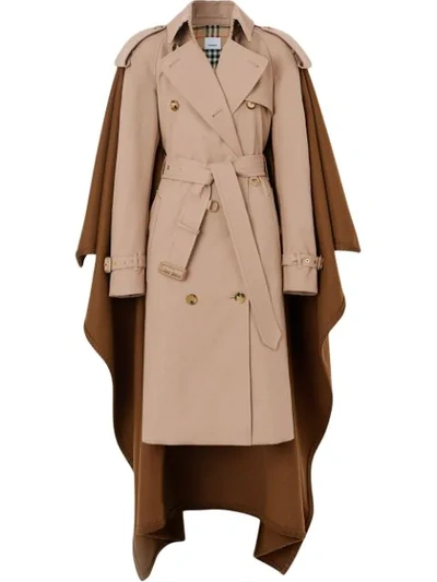 Burberry Blanket Detail Cotton Gabardine Trench Coat In Neutrals