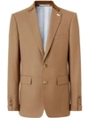 BURBERRY ENGLISH FIT VELVET COLLAR WOOL FLANNEL TAILORED JACKET