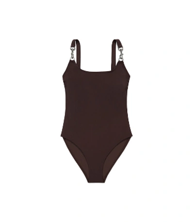 Tory Burch Clip Tank Suit In Espresso