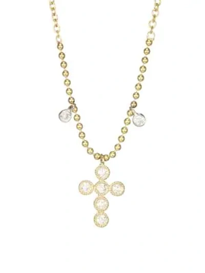 Meira T 14k Two-tone Gold Diamond Cross Necklace