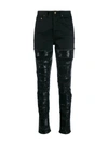 SAINT LAURENT SEQUIN-EMBELLISHED RIPPED SKINNY JEANS,14374790