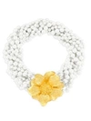 Kenneth Jay Lane Faux-pearl Twisted Multi-strand Flower Necklace In Gold