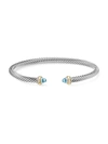 David Yurman Sterling Silver & 18k Yellow Gold Cable Classic Bracelet With Blue Topaz