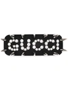 GUCCI STUDDED CRYSTAL LOGO HAIR CLIP