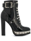 Alexander Mcqueen Studded Metallic Platform Sole Ankle Boots In Black