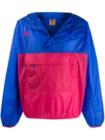 Nike Acg Nrg Colour-block Ripstop Hooded Jacket In Blue