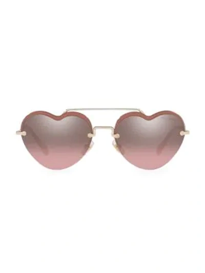 Miu Miu Heart-shaped Mirrored Sunglasses In Pink