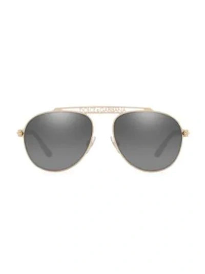 Dolce & Gabbana 57mm Logo Aviator Sunglasses In Gold