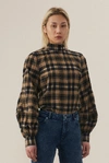 GANNI Seersucker Check Blouse