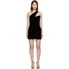 SAINT LAURENT BLACK ONE-SHOULDER VELVET SHORT DRESS