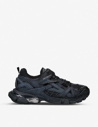 Balenciaga Track 2.0 Leather And Mesh Trainers In Black