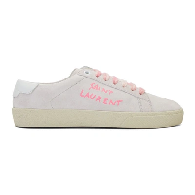 Saint Laurent Court Classic Sl/06 Suede Trainers In White