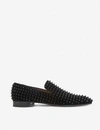 CHRISTIAN LOUBOUTIN CHRISTIAN LOUBOUTIN MEN'S BLACK BLACK DANDELION SPIKES FLAT VEAU VELOUR LOAFERS,59030677