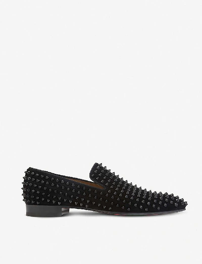 CHRISTIAN LOUBOUTIN MENS DANDELION SPIKES FLAT VEAU VELOUR LOAFERS BLACK/BLACK EUR 43 / 9 UK,59030677