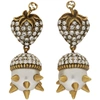 GUCCI GOLD STUDDED PEARL STRAWBERRY EARRINGS