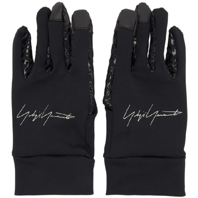 Yohji Yamamoto Logo Embroidered Gloves In Black