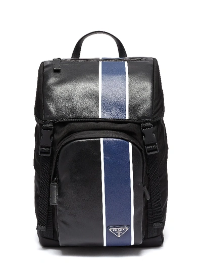 Prada Stripe Nylon And Leather Backpack