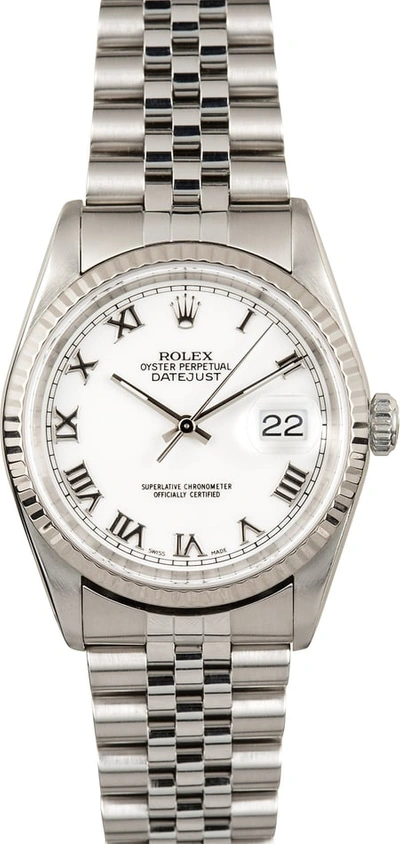 Pre-owned Rolex  Datejust 16234 In White Gold