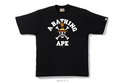 Pre-owned Bape One Piecestraw Hat Jolly Roger X Milo Tee Black