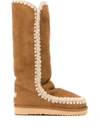 Mou Woven Detail Boots In Brown