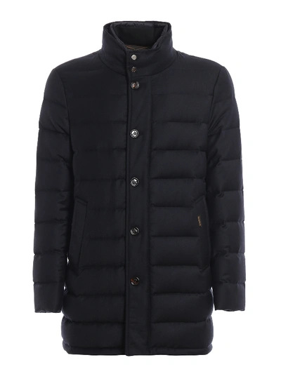 Moorer Calegari Wool And Cashmere Padded Coat In Dark Blue