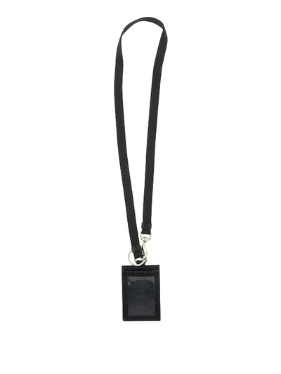 Alexander Mcqueen Leather Card Holder With Key Ring In Black