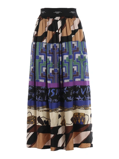 Weekend Max Mara Naulus Silk Twill Pleated Skirt In Multicolour