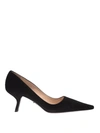 PRADA CURVED HEEL SUEDE PUMPS