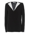 Givenchy Two-tone Silk-crepe Blouse In Black