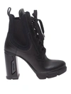 PRADA NEOPRENE DETAILED LEATHER ANKLE BOOTS