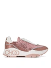 Jimmy Choo Raine Galactica Glitter-embellished Leather Trainers In Pink