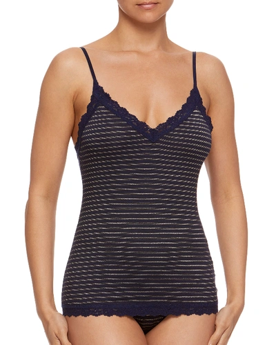 Hanky Panky Striped Lace-trim V-neck Camisole In Navy/gold
