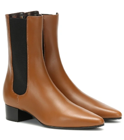 The Row 30mm British Leather Ankle Boots In Brown