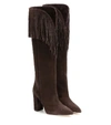Paris Texas Fringed Suede Knee-high Boots In Brown