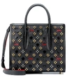 Christian Louboutin Paloma Medium Embellished Textured-leather Tote In Black Red