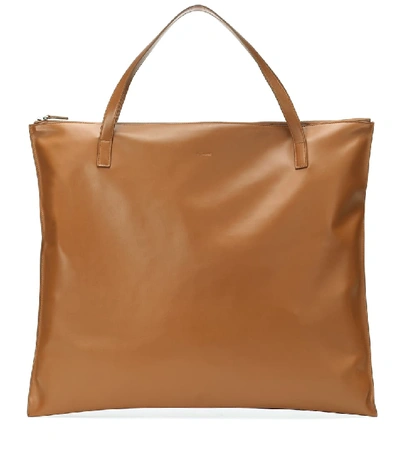 Jil Sander Oversized Smooth-leather Tote In Brown