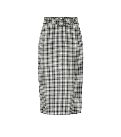 Altuzarra Rice Belted Checked Pencil Skirt In Black