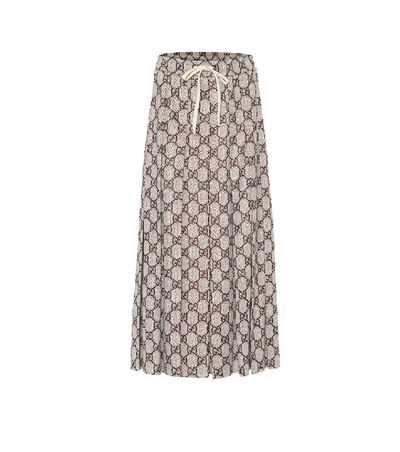 Gucci Gg Pattern Pleated Midi Skirt In Neutrals