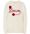 Loewe Logo Embroidered Wool Knit Sweater In White
